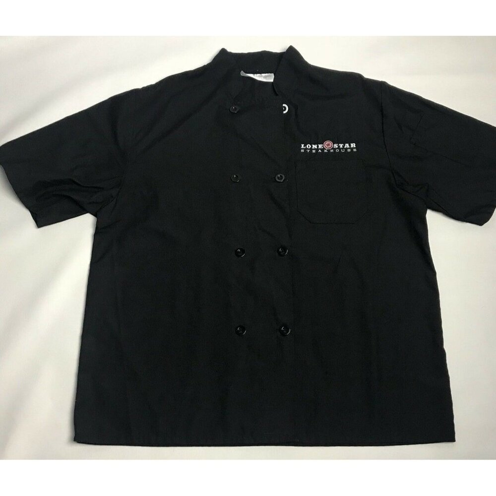 Lone Star Steakhouse Chef Jacket Coat Work Uniform Black White Size L